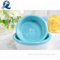 Round water feeding ceramic stoneware dog food bowl